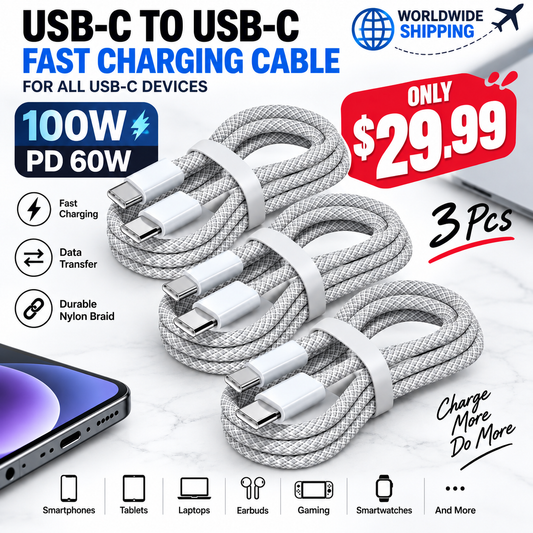 USB-C Fast Charging Cables 100W — 3 Pack