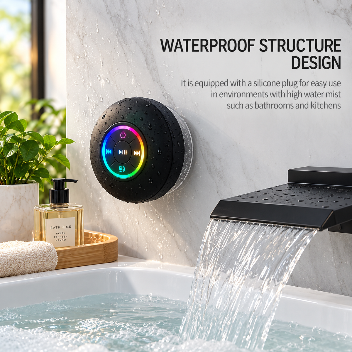 AquaBeat Waterproof Bluetooth Shower Speaker