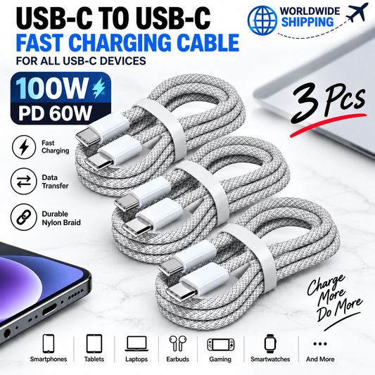 USB-C Fast Charging Cables 100W — 3 Pack